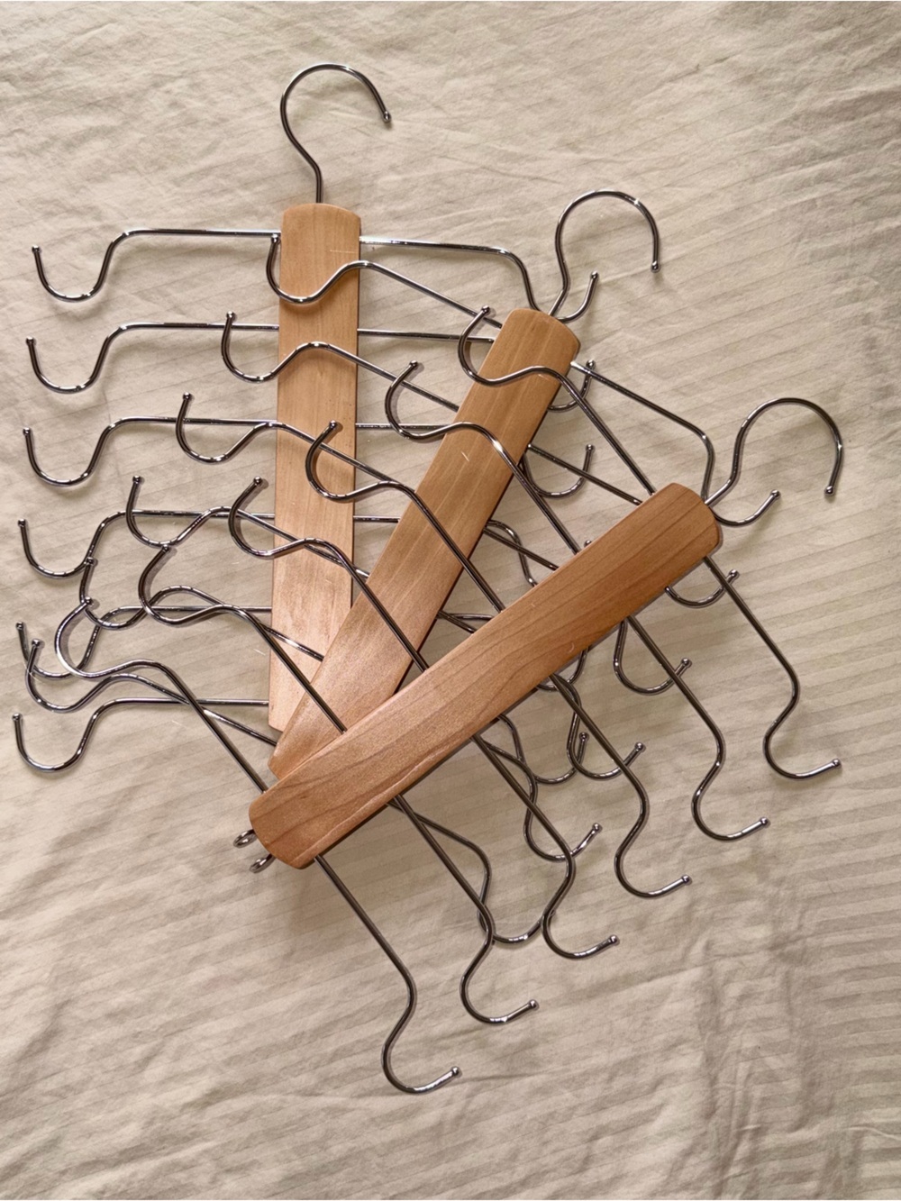 Wood & Chrome Multi-Tier Hangers - Set of 3 - Picture 3 of 12